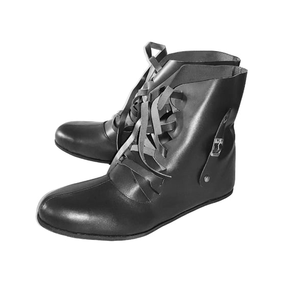 Medieval Ankle Shoes Men's Fantasy Shoe Gothic Reenactment Footwear LARP Sca Fest Cosplay Shoe Leather Shoes Size 12
