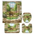 thumbnail image 1 of Medieval Arch Garden Scenery Bathroom Curtains Set Green Plant Flower Sea Shower Curtain Toilet Decor Non-slip Bath Mat Rug Home, 1 of 5