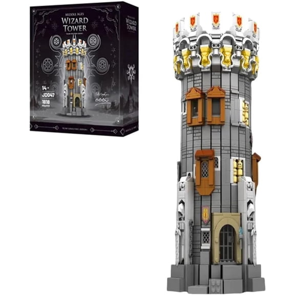 Medieval Architecture Wizards Tower Building Blocks, Medieval Tower Toy Set, Construction House Mode Collectible Display Set Living Room Decorations 1818 Pcs
