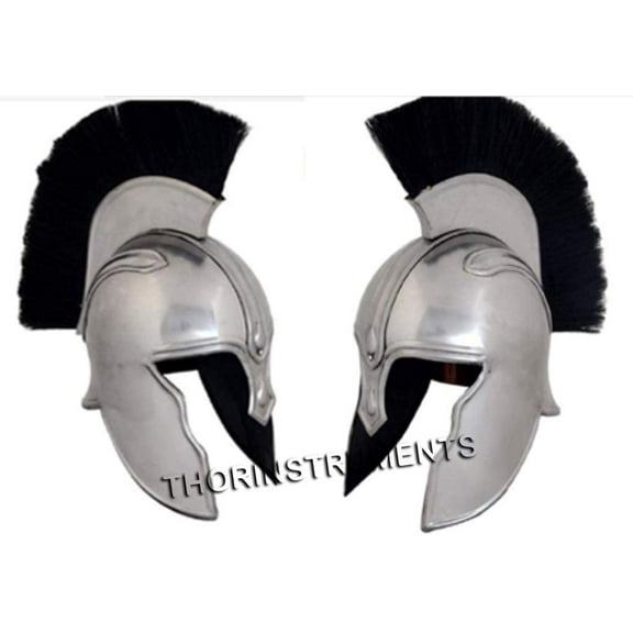 Medieval Armor Achilles Troy Helmet with Black Plume Steel One Size