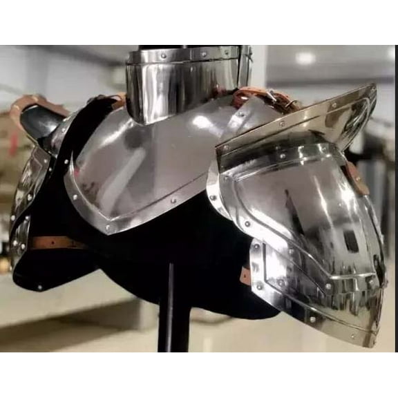 Medieval Armor Bevor with Gorget and Pauldrons Shoulder Guard Armor LARP