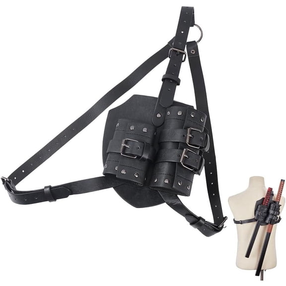 Medieval Back Frog Double Sheaths Adjustable Case Leather Belt Warrior Costume for DIY handcrafting
