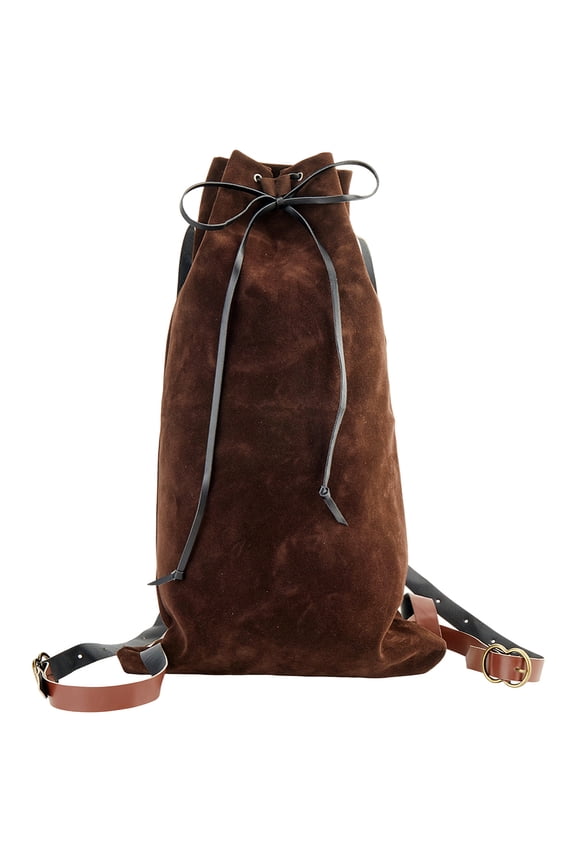 Medieval Backpack Drawstring Fibre Bag with PU Leather Straps and Alloy Clasps Portable Pouch DIY