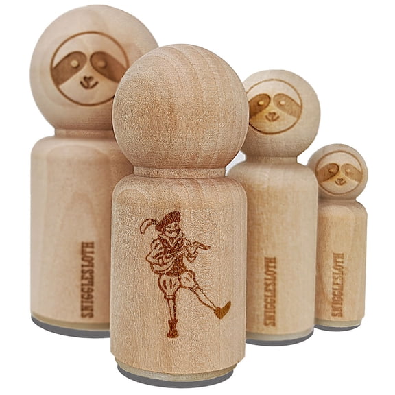 Medieval Bard Musician Singer With Lute Rubber Stamp for Scrapbooking Crafting Stamping - Mini 1/2 Inch