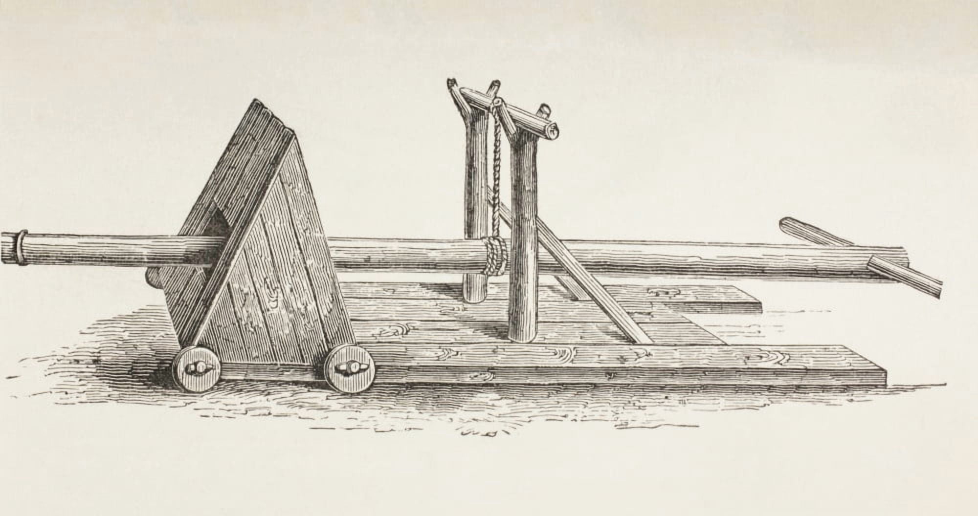 Medieval Battering Ram From Military And Religious Life In The Middle Ages By Paul Lacroix Published London Circa 1880 Canvas Art - Ken Welsh Design Pics (20 x 10)