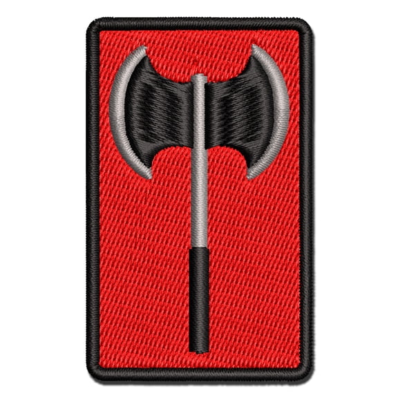 Medieval Battle Axe Applique Multi-Color Embroidered Iron-On Patch - 2.5 Inch Small