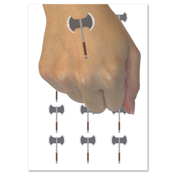 Medieval Battle Axe Water Resistant Temporary Tattoo Set Fake Body Art Collection - 54 1" Tattoos (1 Sheet)