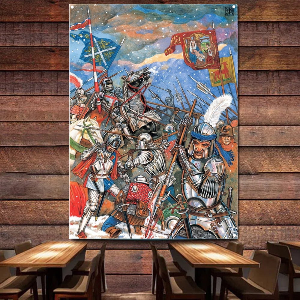 Medieval Battlefield Tapestry Wall Art Flag Vintage Knights Templar ...