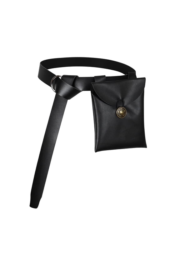 Medieval Belt Pouch Costume PU Leather Accessories Cosplay Storage Bag Purse black 190 waist bag