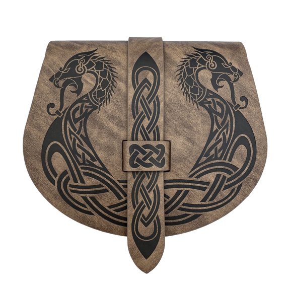 Medieval Belt Pouches Waist Pack Embossed Side Pack for
