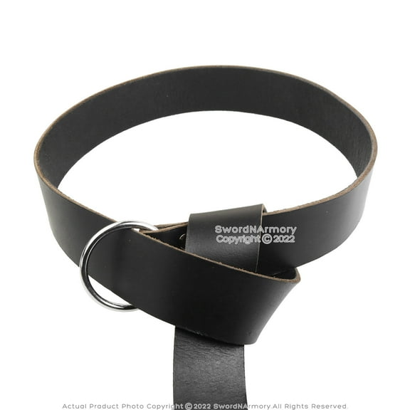 Medieval Black Genuine Leather Viking Ring Belt for Medieval Renaissance Costume LARP