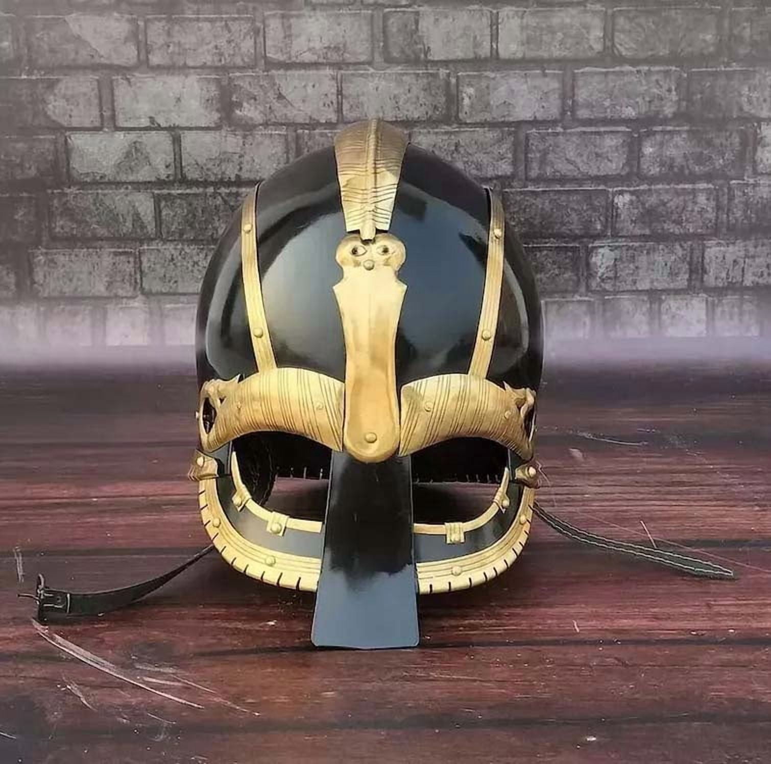 Medieval Black Viking Helmet - LARP Reenactment Norse Helmet - Viking Battleworn Helmet - Knight Armour Helmet