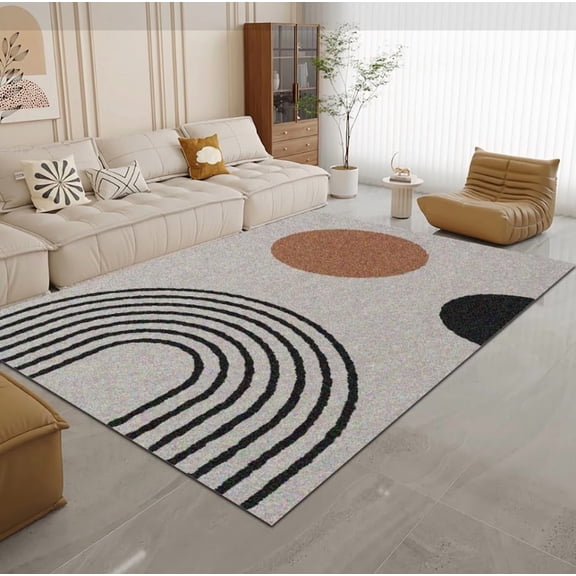 Medieval Bohemian Sun Ultra-Thin Washable Area Rug,Lines Beige Non-Slip Bedroom Mat, Non-Shedding Indoor Floor Carpet for Entryway,Hallway, Kitchen, Laundry Room, Living Room 2x3ft