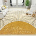 thumbnail image 1 of Medieval Bohemian Sunrise Area Rug, Golden Abstract Geometric Sun Lines Indoor Non-Slip Kids Rugs, Machine Washable Breathable Durable Carpet For Front Entrance Floor Decor 3 x 5ft, 1 of 6
