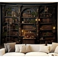 thumbnail image 1 of Medieval Bookcase Tapestry, Vintage Gothic Bookshelf Backdrop Spooky Library Tapestries Wall Hanging Dark Academia Wall Art for Bedroom Living Room Large Office Zoom Background 90.6"x70.9", 1 of 6