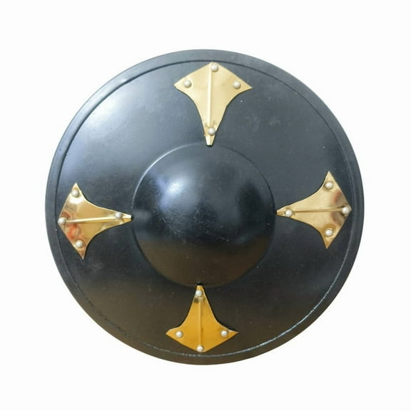 Medieval Buckler Shield Black, Heavy 16 Gauge Iron Steel, Crusader Knights Armor Shields