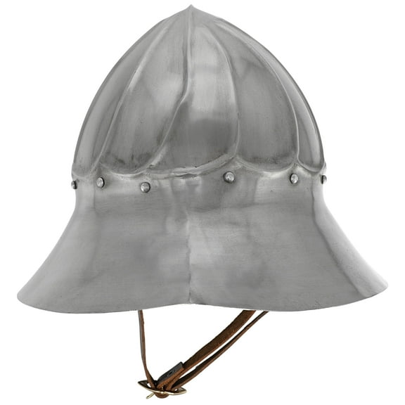 Armory Replicas Medieval Burgundian Helmet 15th Century Armor 18-Gauge Mild Steel with Real Leather Liner & Brass Buckle 68cm Fit Knight Helmet for Reenactment