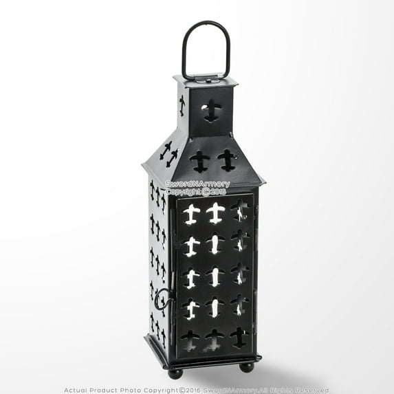Medieval Camping Iron Square Lantern Matte Black Renaissance Fair