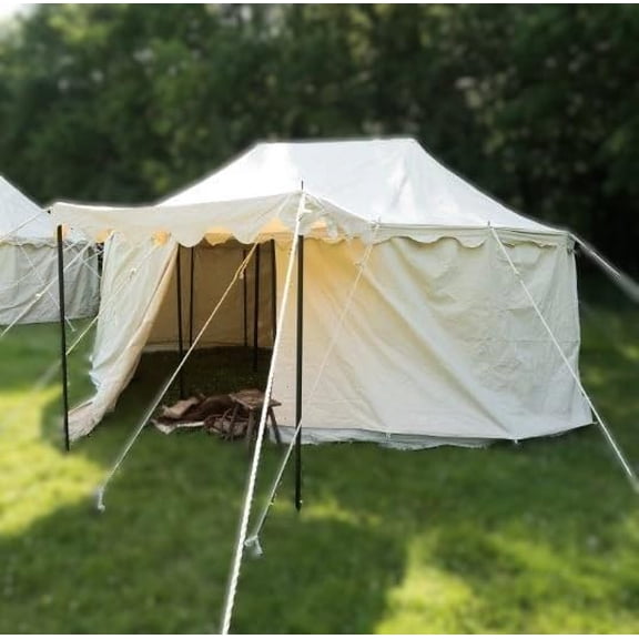 Medieval Canvas Wall Tent 5x3M Waterproof Heavy Duty Knight Pavilion Canvas Glamping Tent for LARP, Outdoor Camping & Reenactments