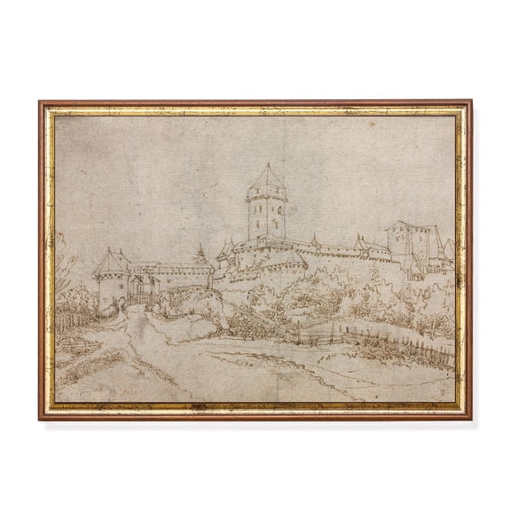 Medieval Castle 1513 Pen Sketch Neutral Sketch Wall Art Decor Unframed Paper Print