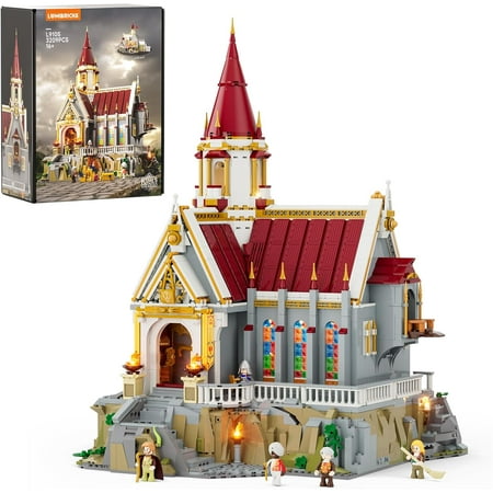 Medieval Castle Banquet Hall Lighting Building Bricks Set - Middle Ages City Town Modular Collection Display Kit with Minifigures 3186Pcs for Adults & Teens