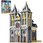 Medieval Castle Building Block Set with Light,Architectural Model Kit 66027,European Century Church,Construction Model for Adult and Teens Age of 14+,Home Decoration,3183 PCS