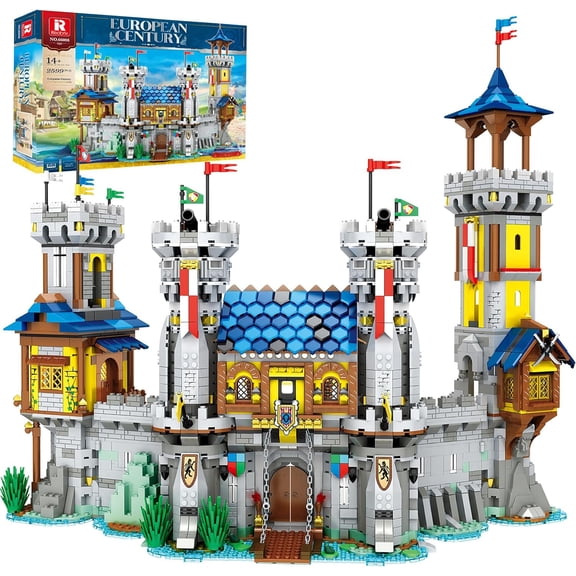 Medieval Castle Building Sets for Adults, Medieval Architecture Set with Light, Collectible Model or Home Office Decor, Street View House Building Kits 66006