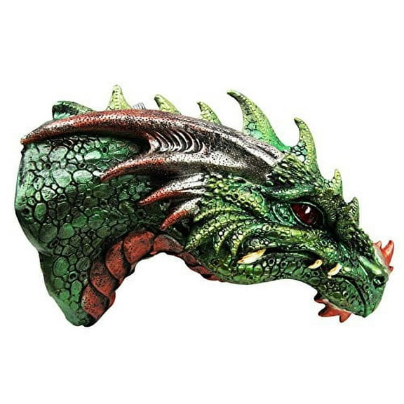 Medieval Castle Dungeon Green Dragon Wall Plaque With LED Illuminated Eyes Sculpture Plaque Home Decor