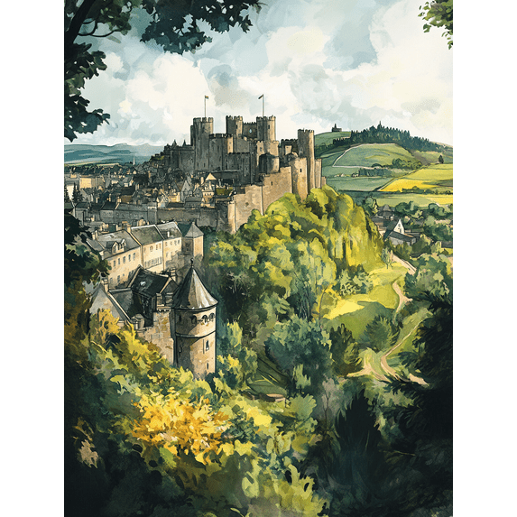 Medieval Castle Landscape Canvas Print/Wall Art, Suitable for Living Room, Bedroom, Office, Study, and Hotel Decoration.