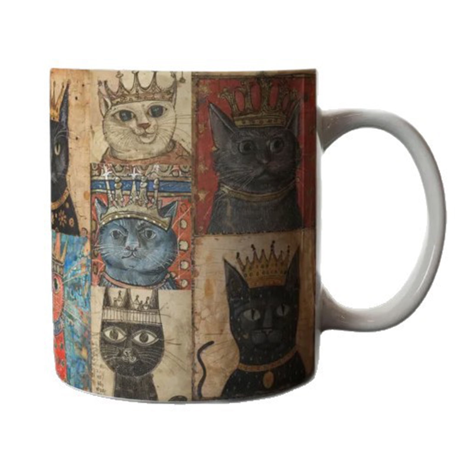 Medieval Cats Pattern Coffee Mug Espresso Cup Drinking Cup Afternoon Teas Mug for Office and Home Party Gift Enduring