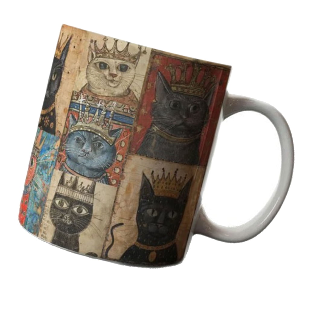Medieval Cats Pattern Coffee Mug Espresso Cup Drinking Cup Afternoon Teas Mug for and Home Party Enduring