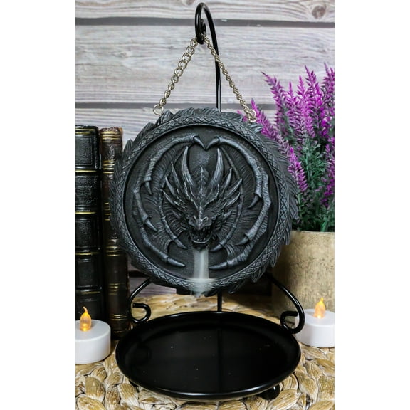 Medieval Celtic Dragon Breath Aroma Waterfall Medal Backflow Incense Cone Burner