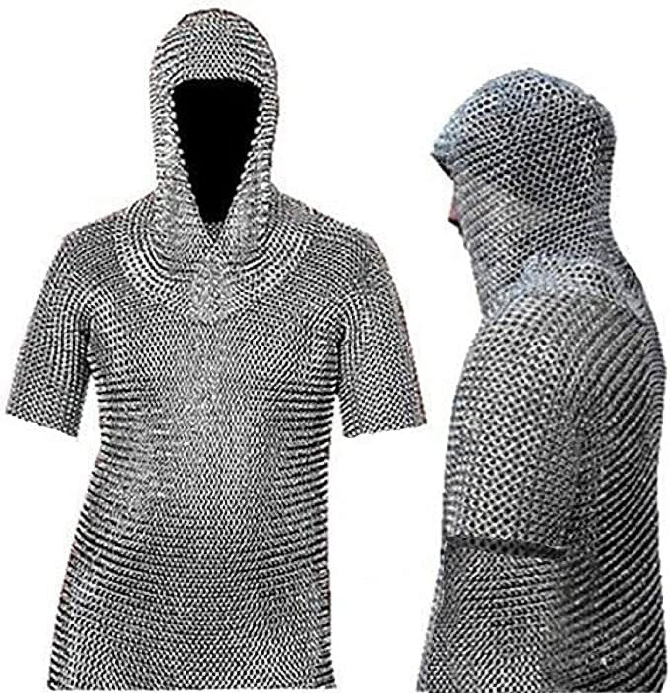 Medieval Warrior Chain Mail Armor Set for Adults with Coif Hood, Men's 46-48