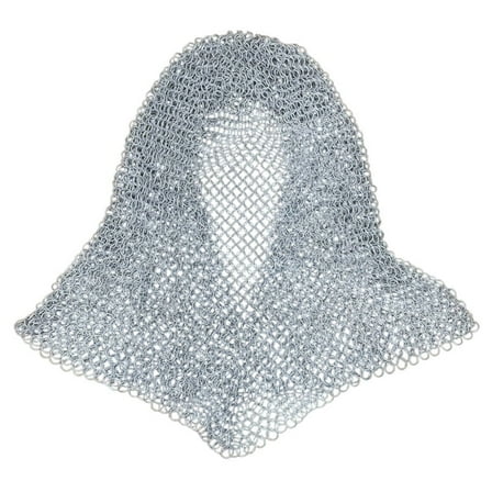 Medieval Chainmail Coif Knights Costume Hood Chain Mail Hood V Neck Iron Steel Chain mail Coif