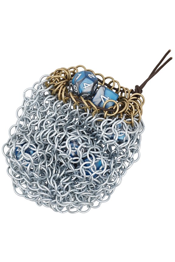 Medieval Chainmail Dice Bag – Leather Cord Drawstring for RPG, D&D, LARP – Durable & Stylish – Multiple Colors