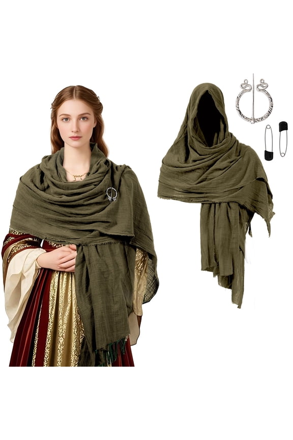 Medieval Cloak with Hood Men Renaissance Viking Cape Post Apocalyptic Dune Cloak for Adult