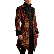 Medieval Clothing Mens Costumes Steampunk Jacket, Victorian Gothic Tailcoat, Halloween Costumes Red S