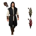 thumbnail image 1 of Medieval Costume Men Sleeveless Hooded Pirate Jacket with Belt Two Piece Set Halloween Cosplay Halloween Costume Men, Size S, 1 of 4