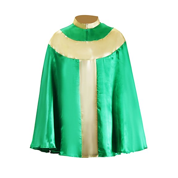Medieval Costume Satin Cape with Gold Borde Renaissance Stand Collar Cloak for Halloween Performance Cosplay