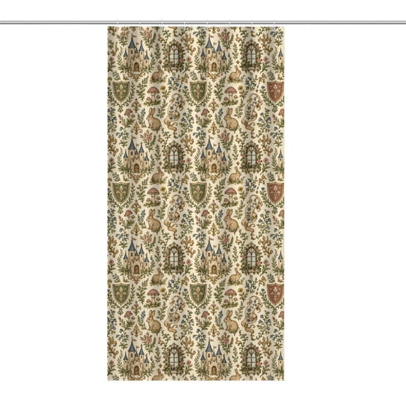 Medieval Cottage RevivalDecorative Shower Curtain for Bathroom, Waterproof Fabric Bath Curtain with Hooks, Washable Bathroom Decor Curtain for Home, Apartment, Dorm, Hotel