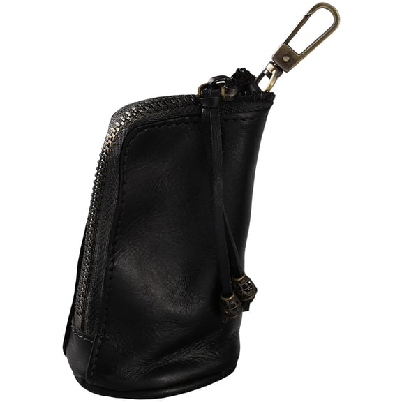 Medieval Cowhide Leather Zipper Coin Pouch Keychain Middle Age Genuine Leather Change Storage Purse Vintage Holder Bag Handmade Mini Travel
