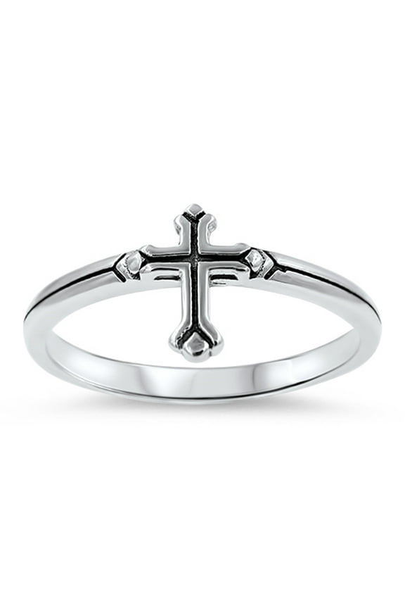 Medieval Cross Christian Love Purity Ring .925 Sterling Silver Band Jewelry Female Male Size 6