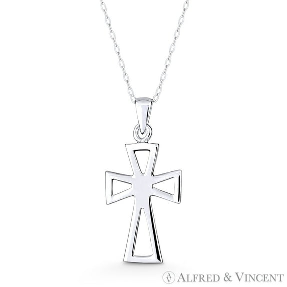 Medieval Cross Pattée / Formée Cutout Pendant w/ Chain Necklace in .925 Sterling Silver