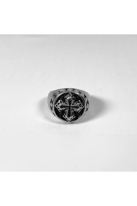 Medieval Crusader Cross Ring – Vintage Knights Templar Signet Ring for Men, Stainless Steel Christian Symbolic Jewelry