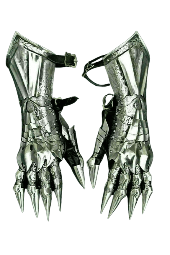 Medieval Crusader Gauntlet Gloves | Pair of Steel Knight Armor Gloves for Cosplay, LARP, and Historical Events