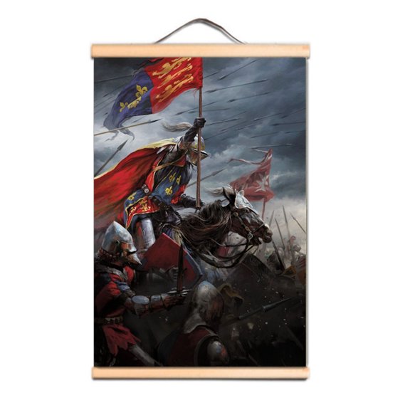 Medieval Crusader Knight Wall Decor - Solid Wood Wall Art for Christian History Fans - Vintage Knights Templar Poster Scroll Painting For Room Office Decoration 3,Multicolor,11.8X17.7 inches