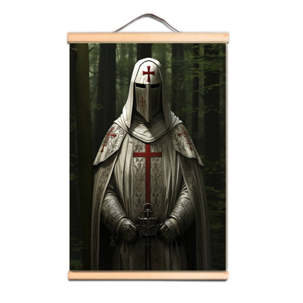 Medieval Crusader Warrior Canvas Scroll Painting Wall Hanging Banner ...