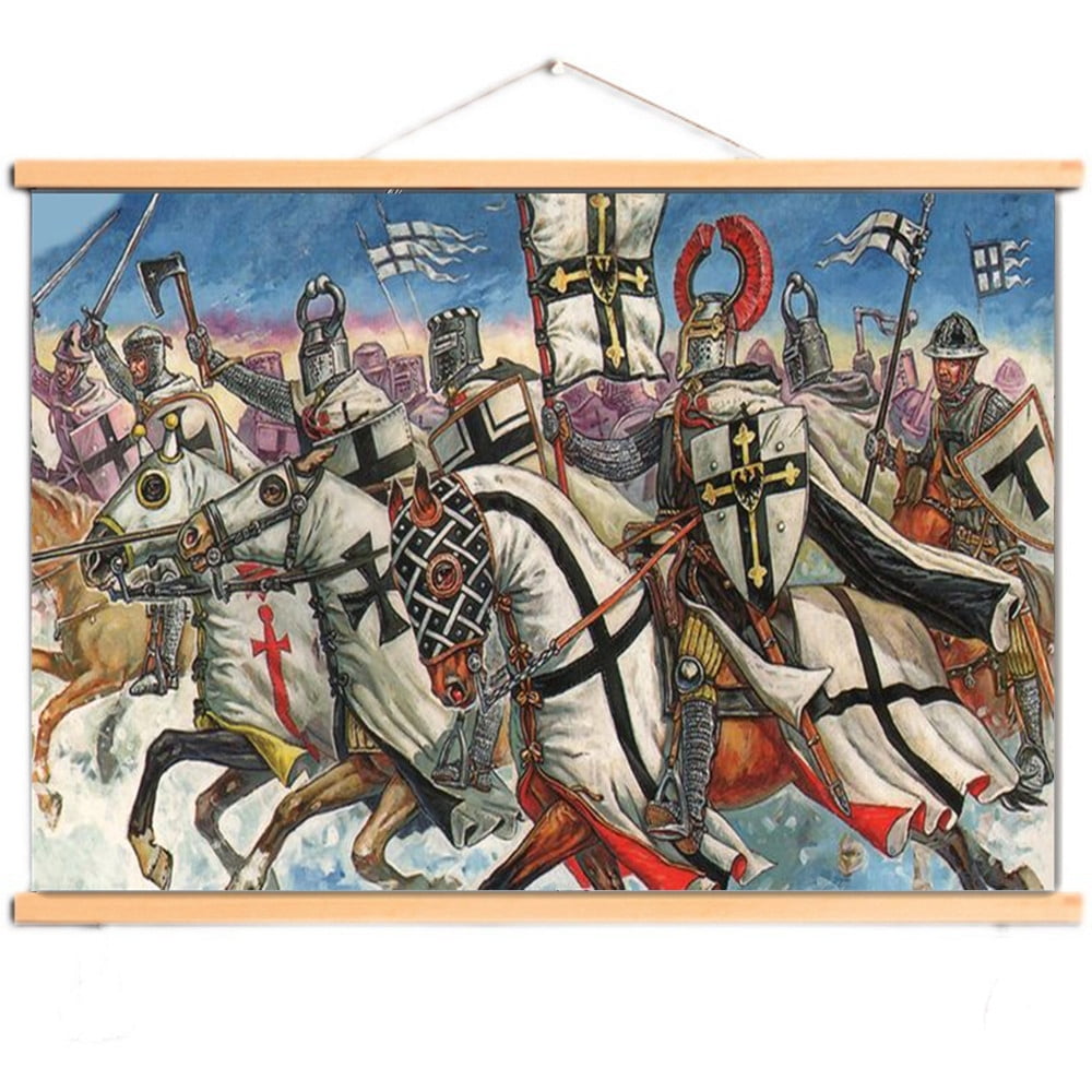 Medieval Crusader Warrior Poster Canvas Scroll Painting Wall Hanging ...