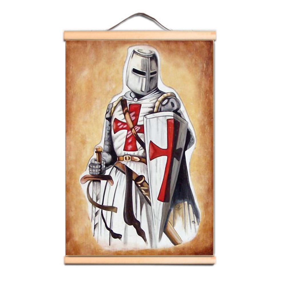 Medieval Crusader Warrior Tapestry Canvas Scroll Painting Wall Hanging ...