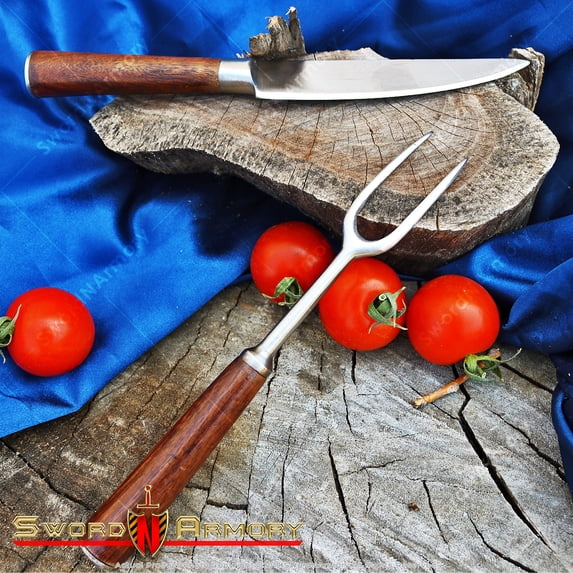 Medieval Cutlery Hand Forged Set Stainless Steel Fork Knife Renaissance Fair